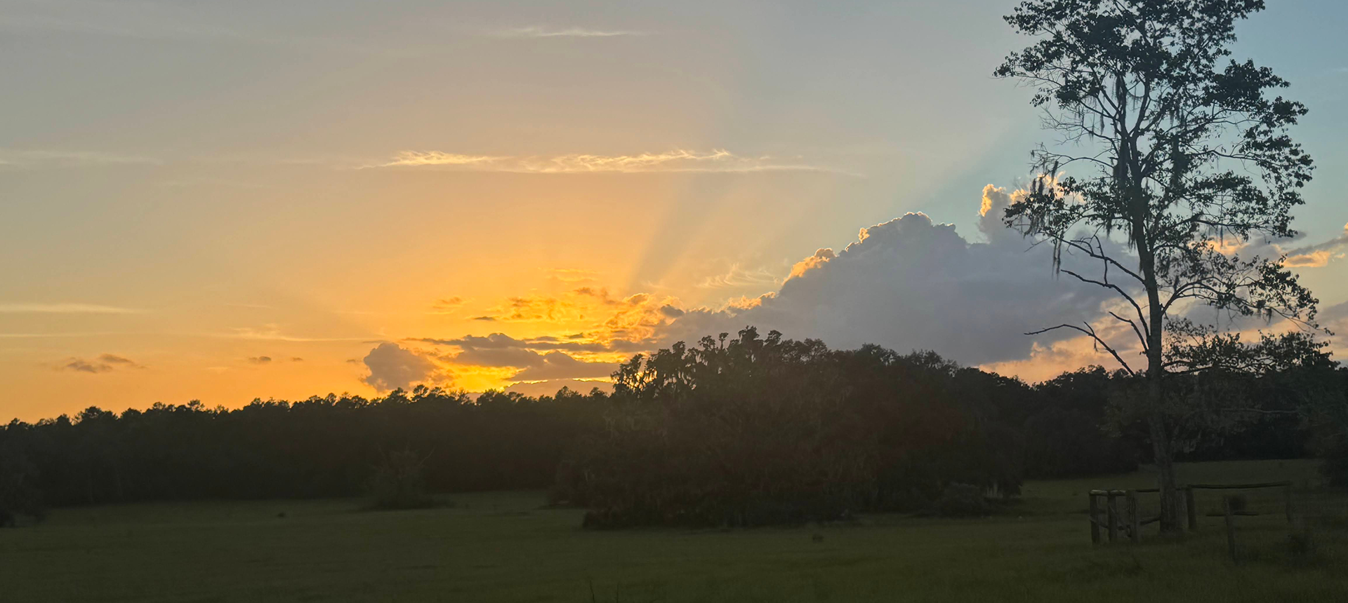 Peaceful evening scene with vibrant sunset colors